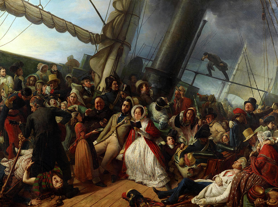 Ball Painting - Seasickness at the Ball, on Board an English Corvette by Francois-Auguste Biard
