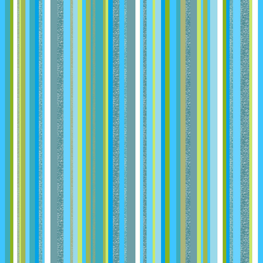 Sunny Blues - Decorative Stripes Digital Art by Val Arie