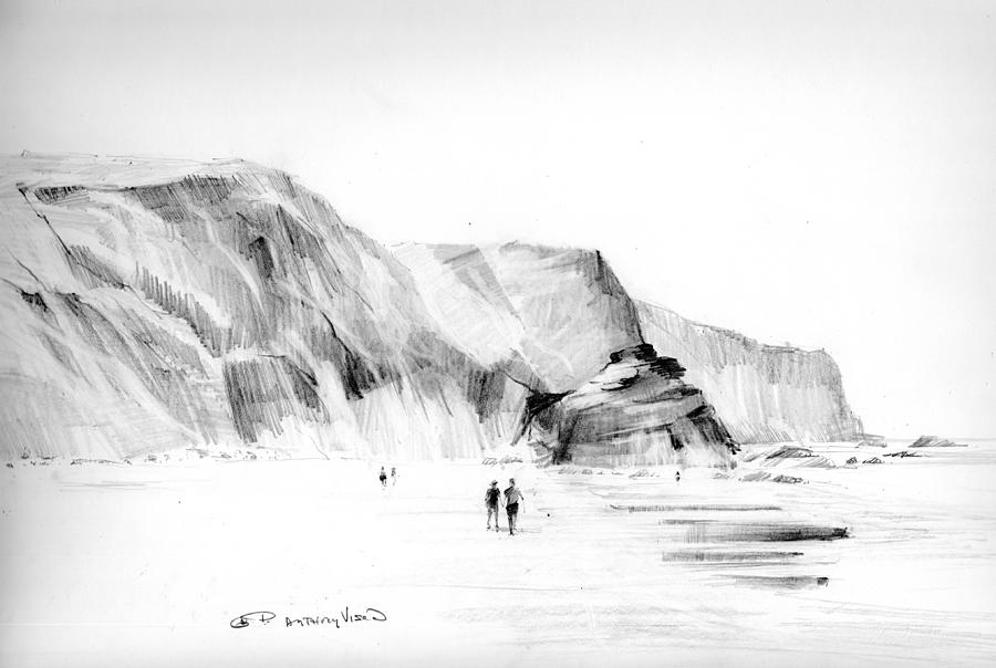 Seaside Cliffs - The Sketch Painting by P Anthony Visco