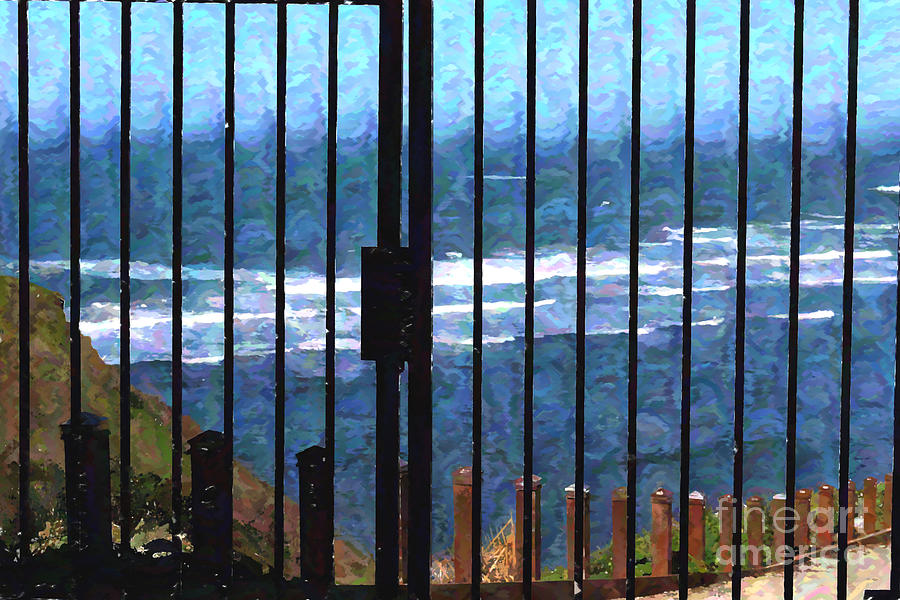 Seaside Framed By Fence Photograph