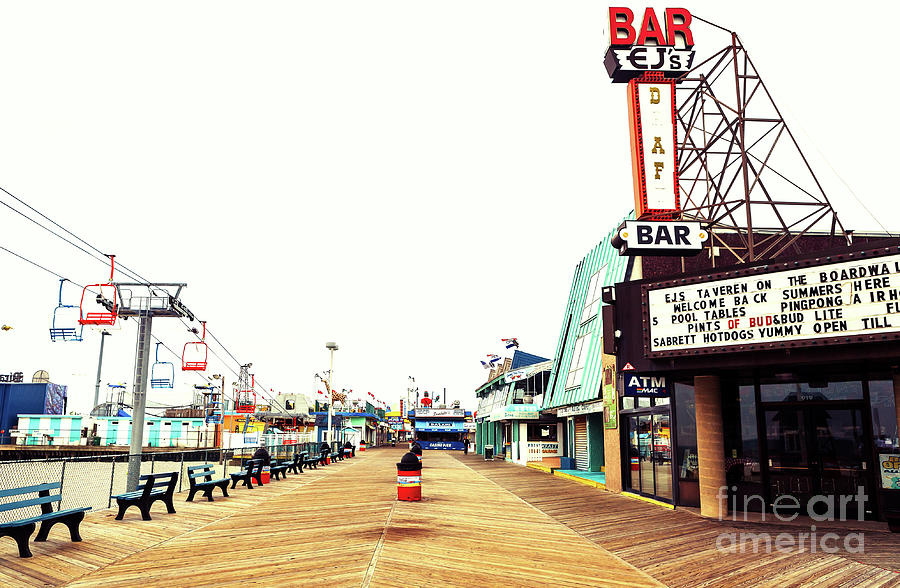Vintage Photograph - Seaside Heights Before the Crowds in New Jersey by John Rizzuto