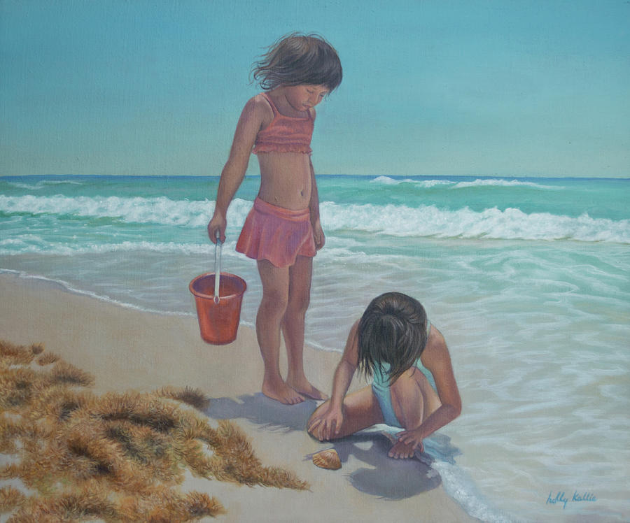 Seaside Sisters Painting by Holly Kallie