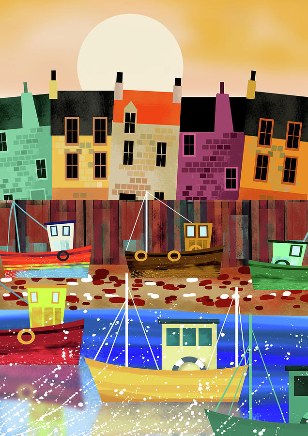 Boat Mixed Media - Seaside Town  by Andrew Hitchen