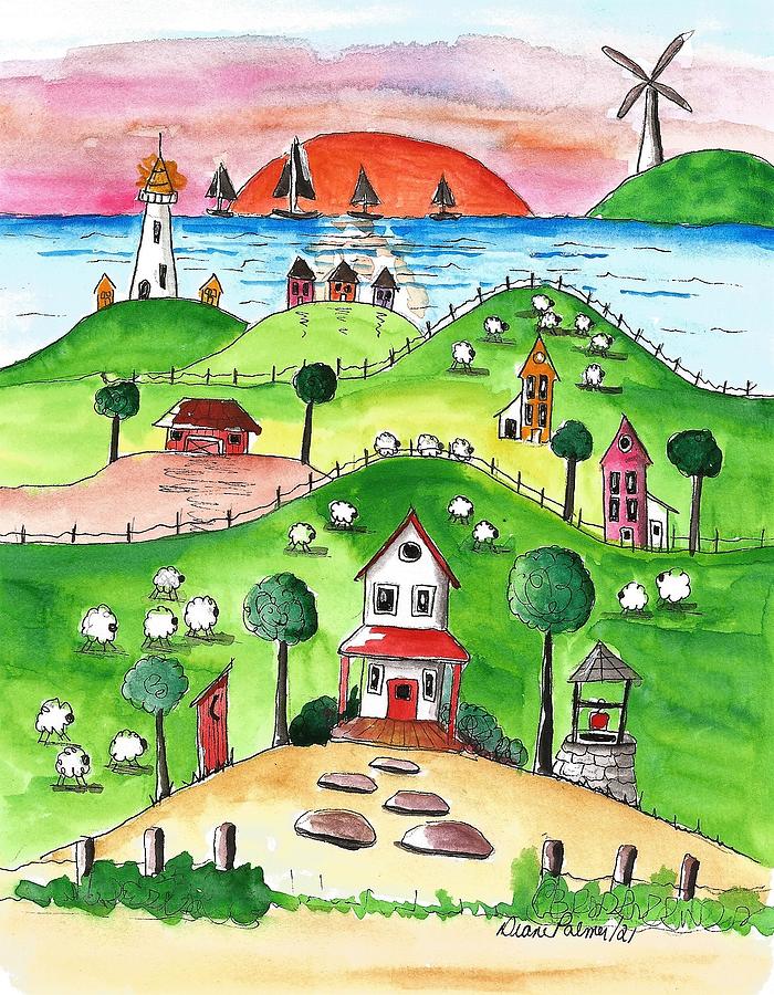 Seaside Village Art Painting by Diane Palmer | Fine Art America