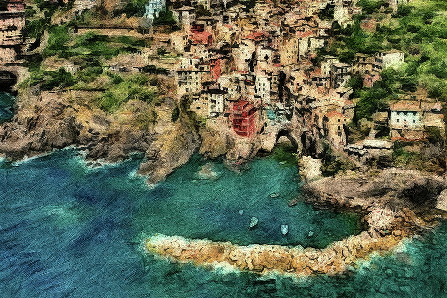 Seaside Village in Italy Digital Art by Russ Harris
