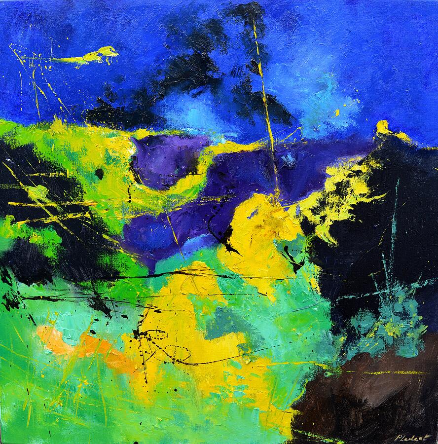 Abstract Painting - Seasonal blue and greens  by Pol Ledent