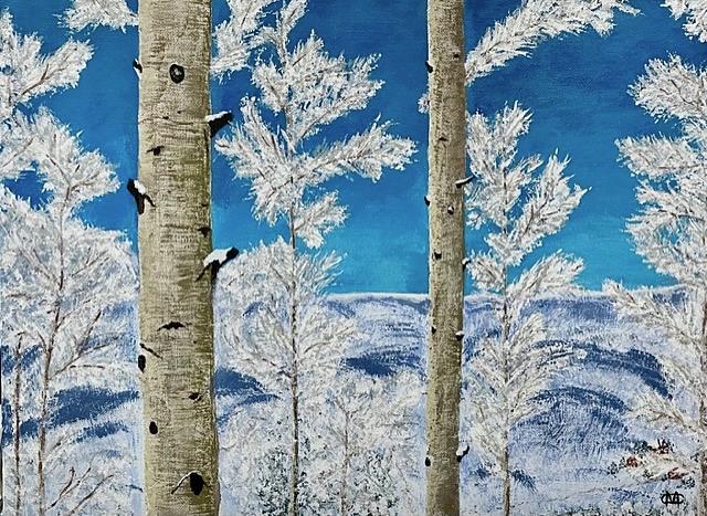 Seasonal Blues Painting by Cynthia Morgan