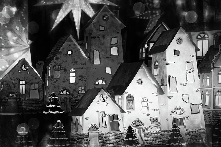 Christmas Photograph - Seasonal Cheer at the European Festive Markets Black and White  by Carol Japp