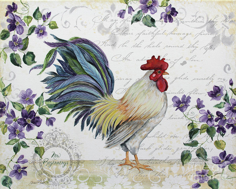 Seasonal Rooster 1 Painting by Jean Plout