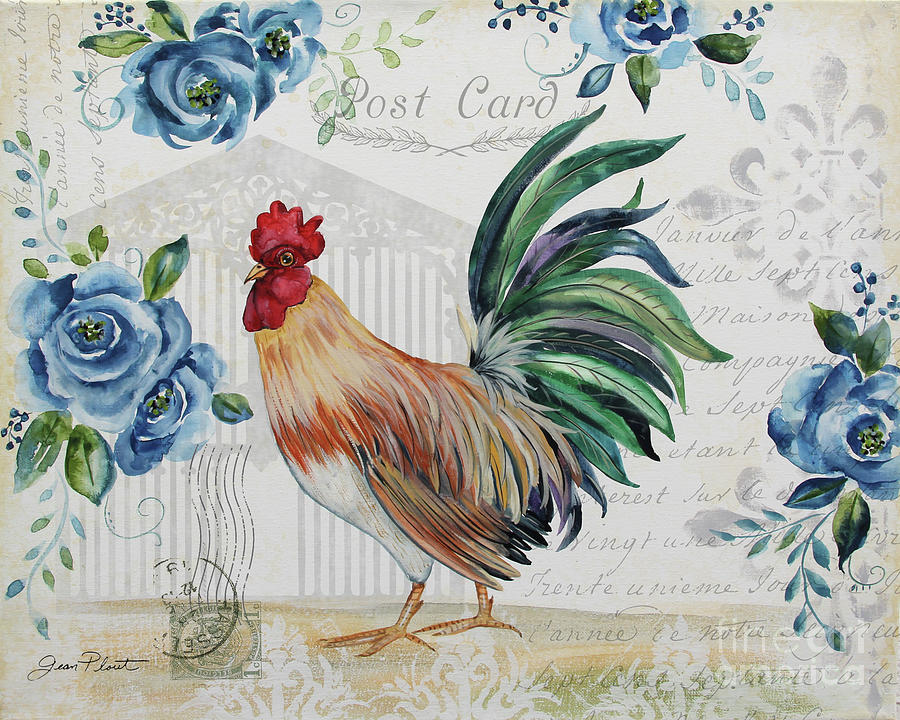 Seasonal Rooster 2 Painting by Jean Plout