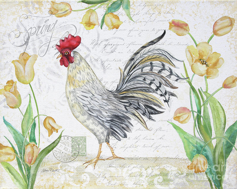 Seasonal Rooster 4 Painting by Jean Plout