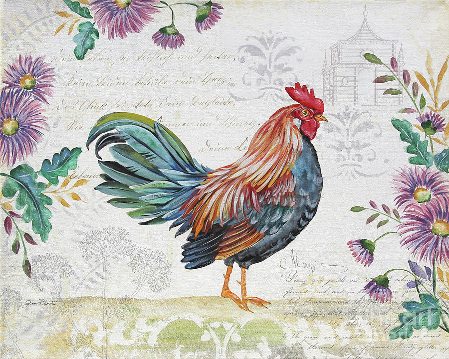 Seasonal Rooster 5 Painting by Jean Plout