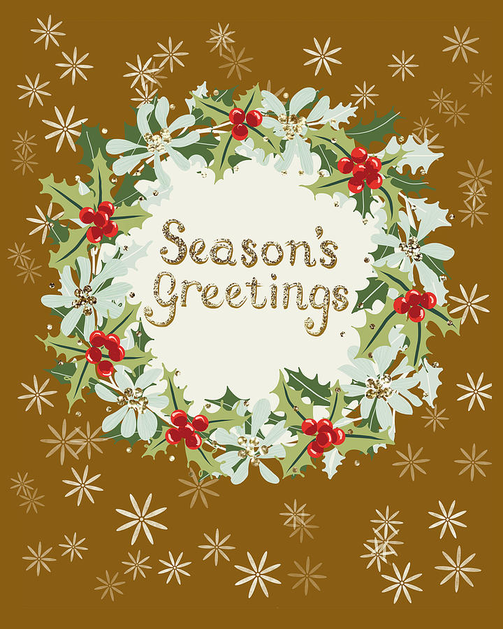 Christmas Digital Art - Seasons Greetings by Blenda Studio