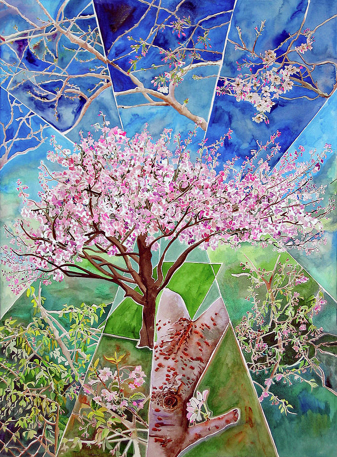 Seasons of the Ornamental Cherry Tree Painting by Karen Merry