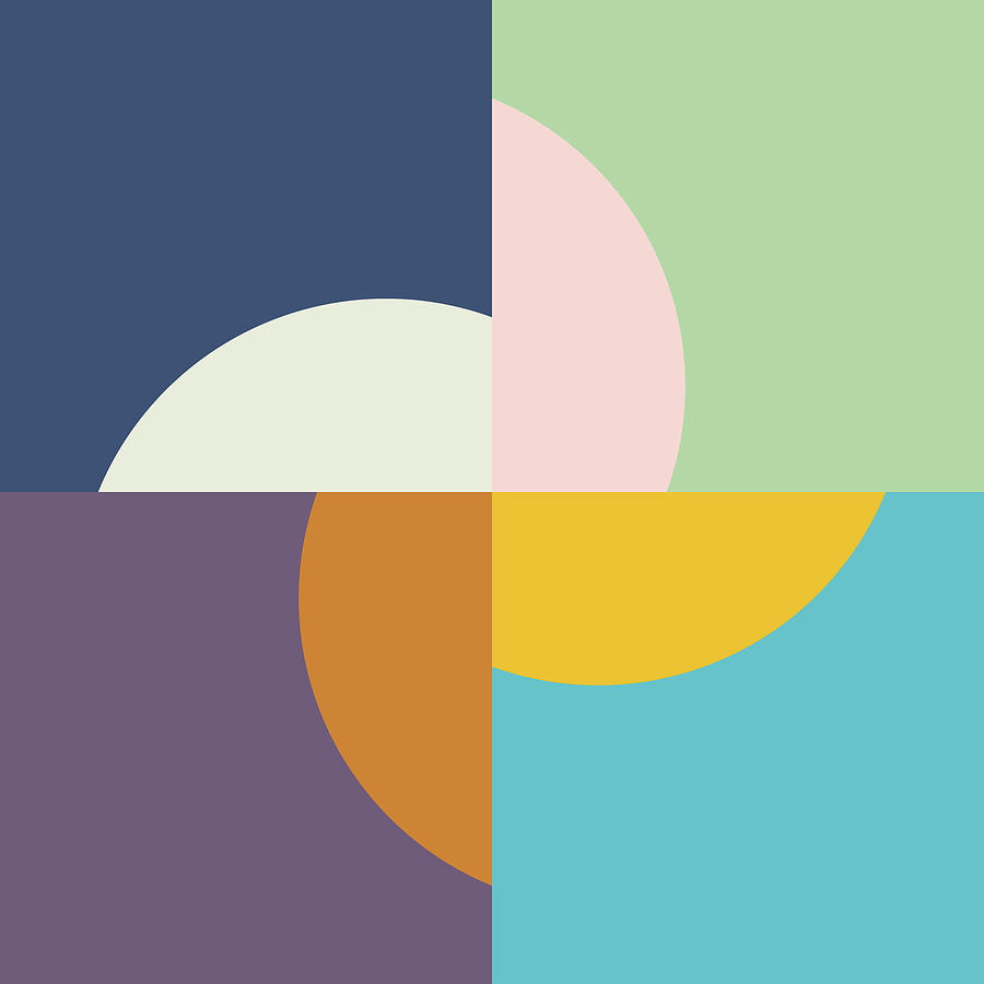 Seasons Suns - Minimal Geometric Color Block Abstract Digital Art by Menega Sabidussi