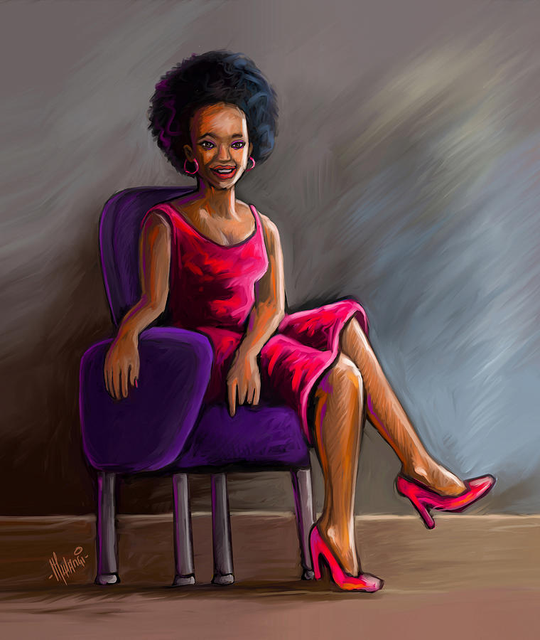 Seated Beauty Painting by Anthony Mwangi