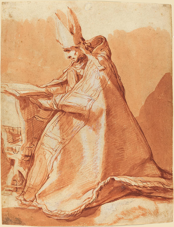 Seated Bishop Drawing by Abraham Bloemaert