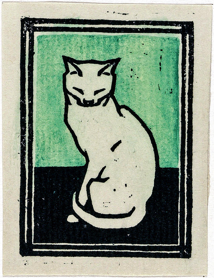 Seated Cat with Eyes Closed Julie de Graag 1917 Painting by Artistic ...