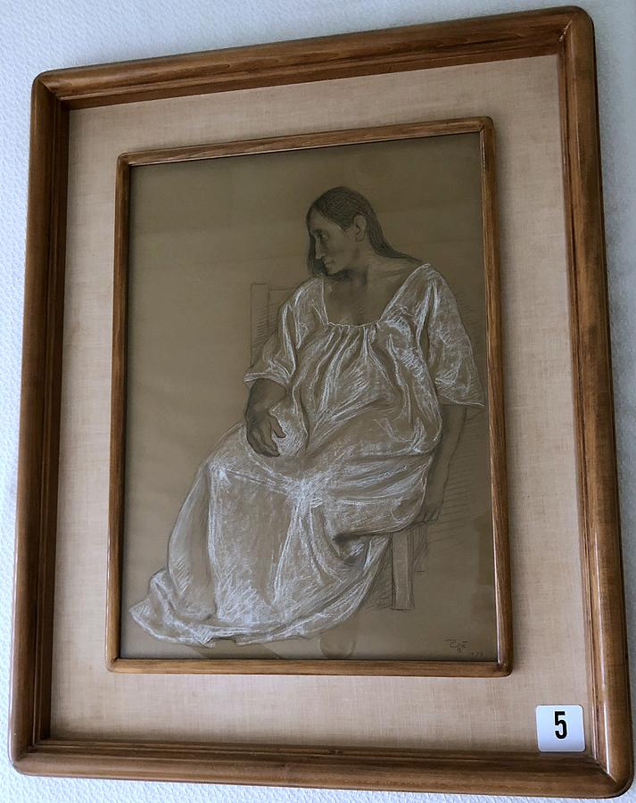 Charcoal Pastel - Seated Female by Francisco Zuniga