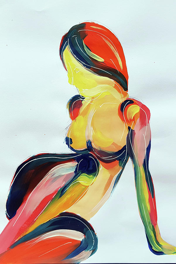 Seated Female Nude XIII Painting by Nicole Tang