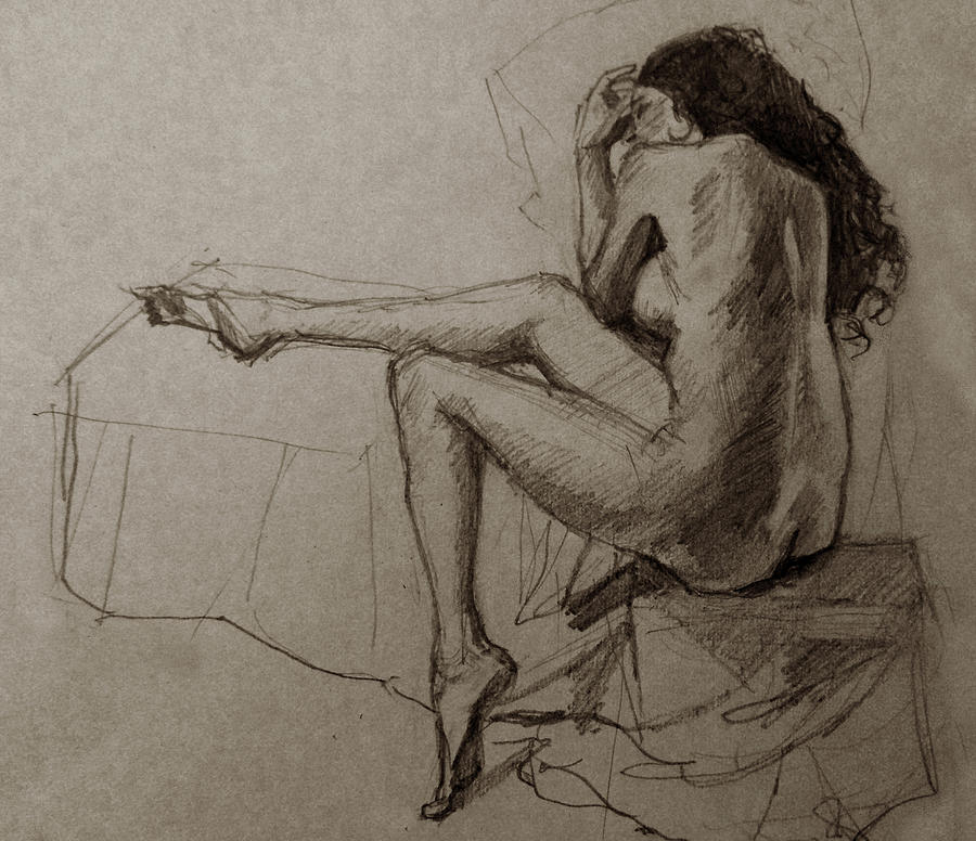 Seated Nude II Drawing by Adam Kissel