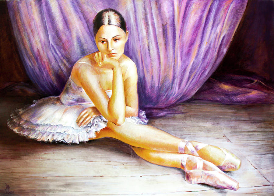 Principal Dancer Painting - Seated Pose Prima  Ballerina Dancer by Vali Irina Ciobanu