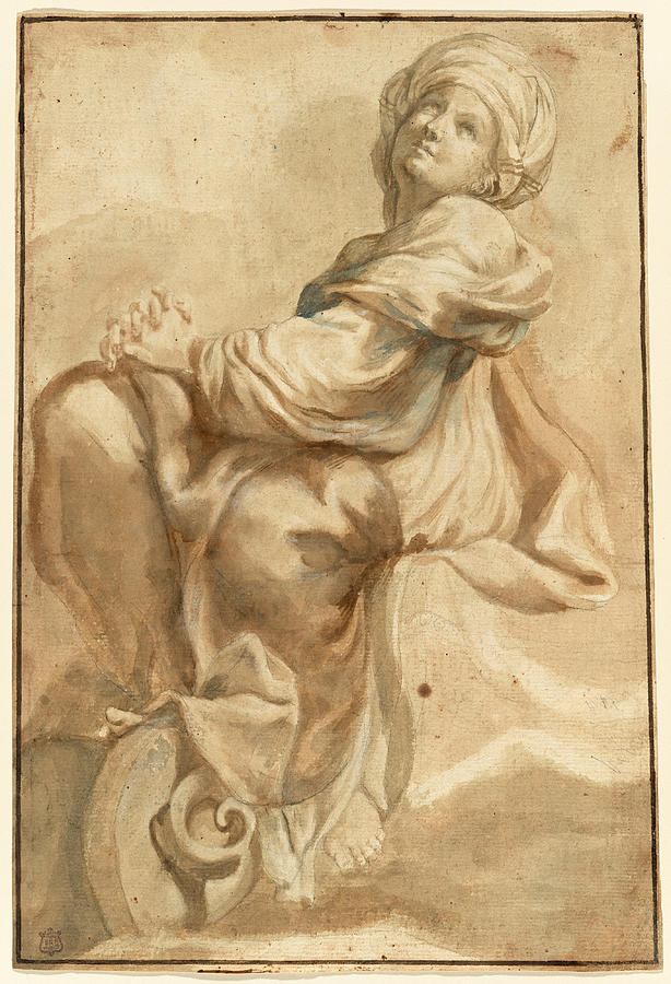Seated Sibyl Drawing by Bartolomeo Guidobono