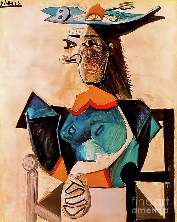 Seated Woman With Fish by Pablo Picasso 1942 Painting by Pablo Picasso