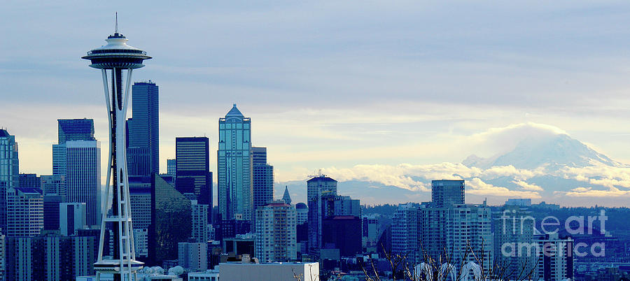 Seattle after a dusting of snow Photograph by Gunther Allen