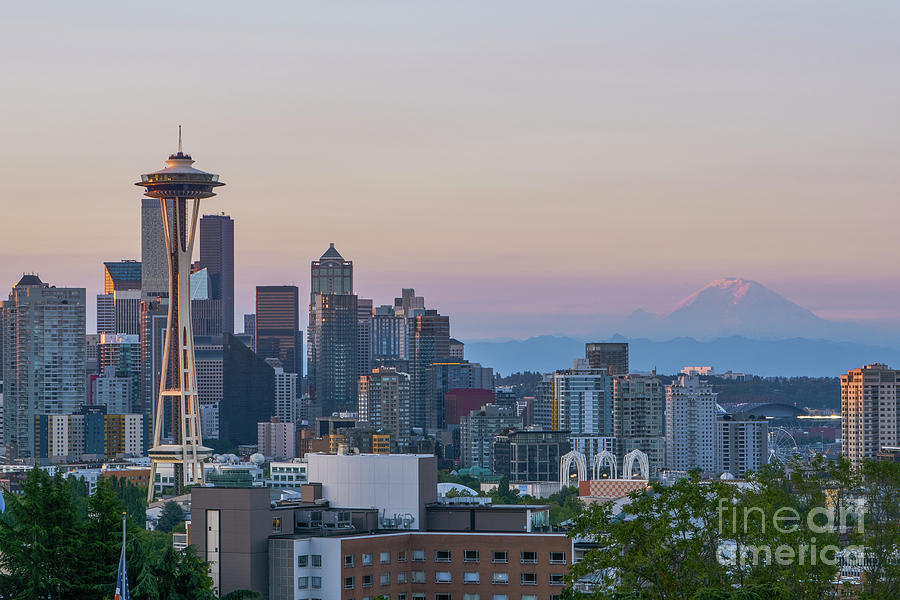 Seattle and Rainier Photograph by Brian Kamprath