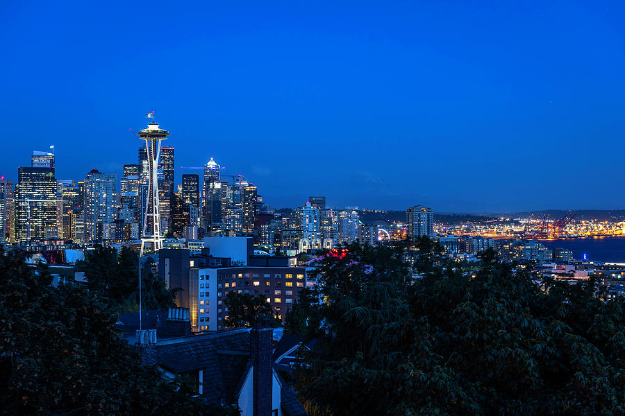 Seattle at Night Photograph by Scott Cunningham