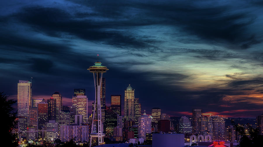 Seattle At Sunset Photograph by Mountain Dreams