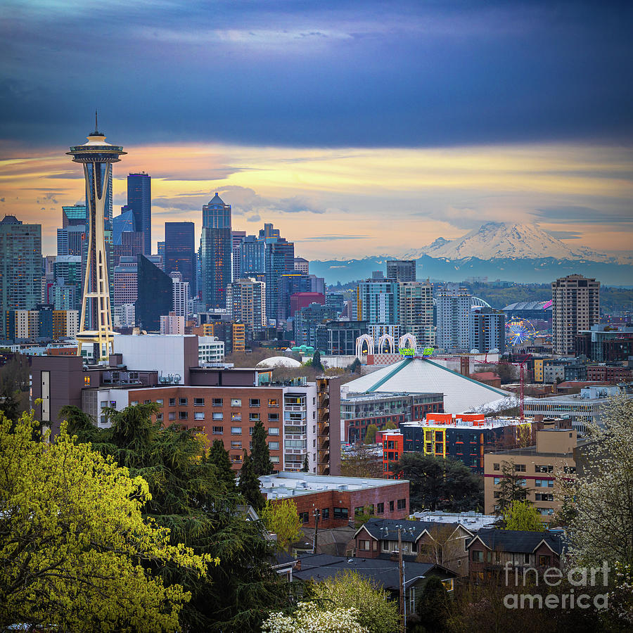 Seattle Blue Hour Photograph by Inge Johnsson