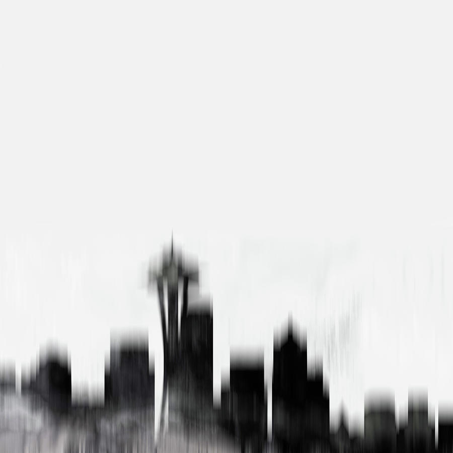 Seattle City Black Skyline Digital Art by Naxart Studio - Fine Art America