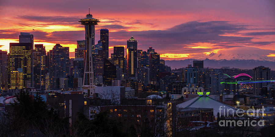 Seattle Dawn Colors And Light Photograph