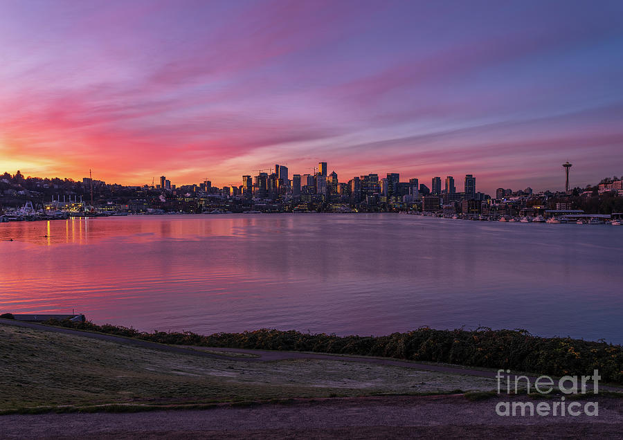 Seattle Dawn Light From Gasworks Park Photograph