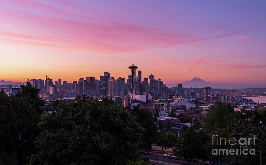 Seattle Photograph - Seattle Dawn Light Pastel Colors by Mike Reid