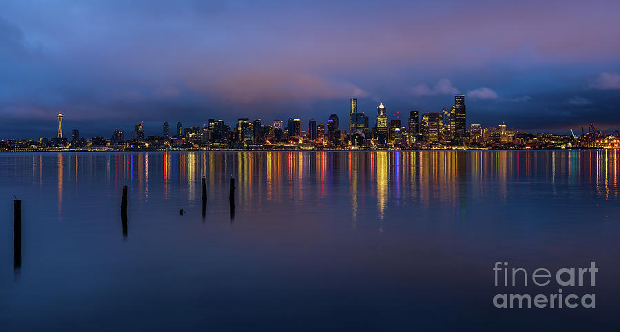 Seattle Dawn Skyline Panorama Photograph