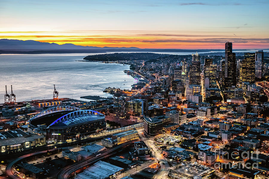 Seattle downtown from the air Photograph by Matteo Colombo