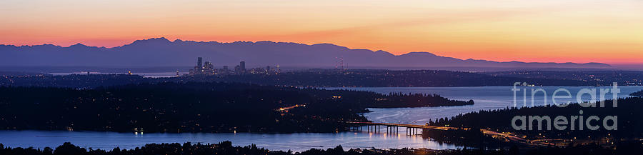 Seattle Evening Panorama Across Lake Washington Photograph by Mike Reid