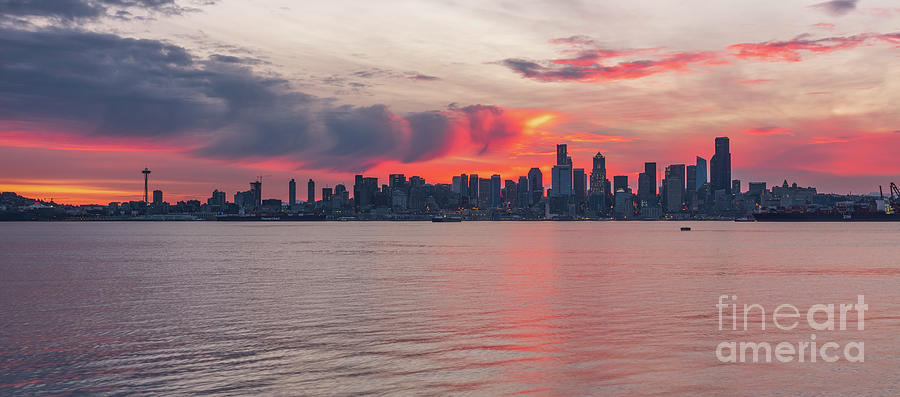 Seattle Fireball Sunrise From Alki Photograph