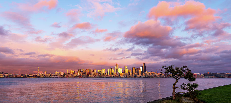 Seattle from Alki Beach Digital Art by Michael Lee