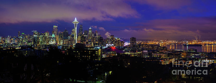 Seattle Photograph - Seattle from Kerry Park Nightscape by Mike Reid