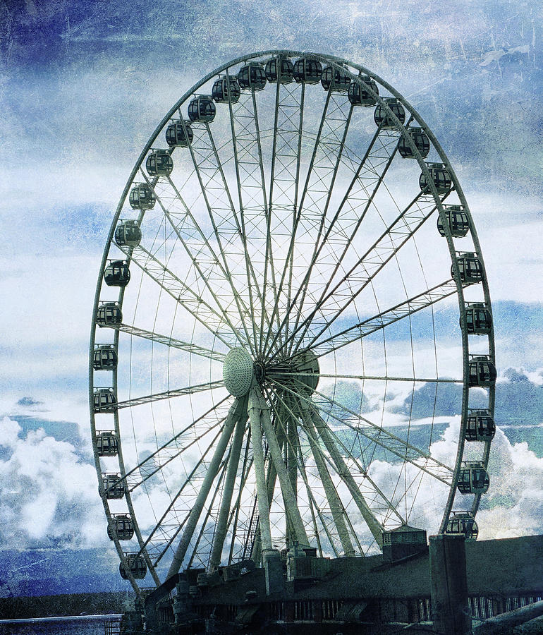 Seattle Great Wheel Textured Photograph by Dan Sproul