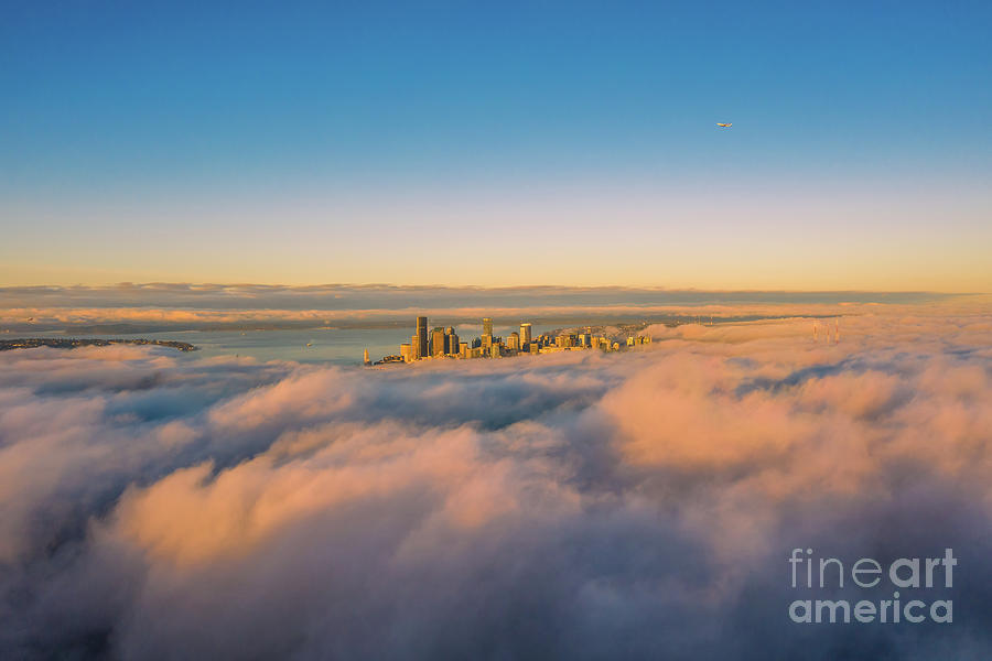 Seattle In The Clouds At Dawn Photograph