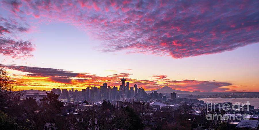 Seattle Kerry Park Sunrise Cloudscape Photograph
