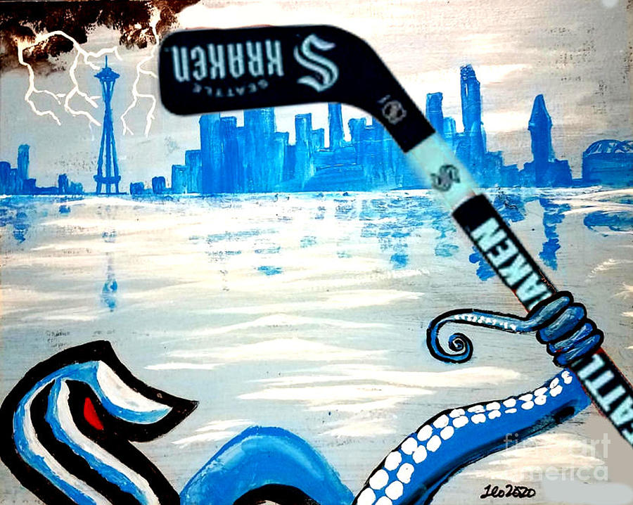 Seattle Kraken Underwater Dominance Hockey Art by Teo Alfonso