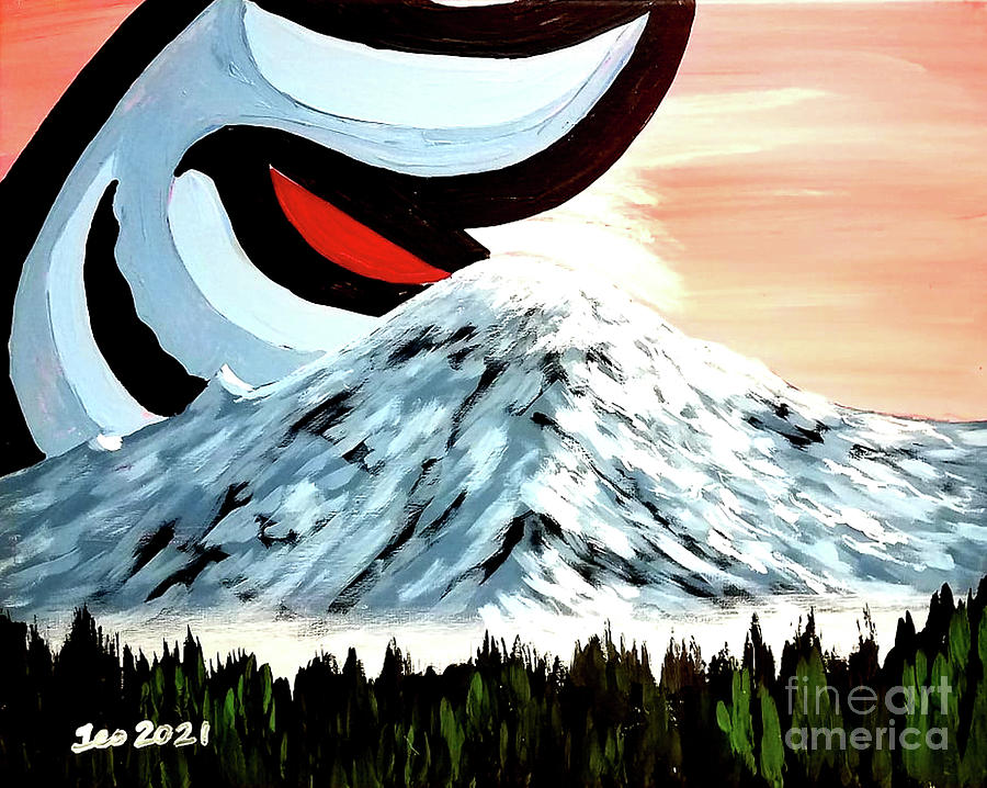 Seattle Painting - Seattle Kraken Mount Rainier Big S Logo Art by Teo Alfonso