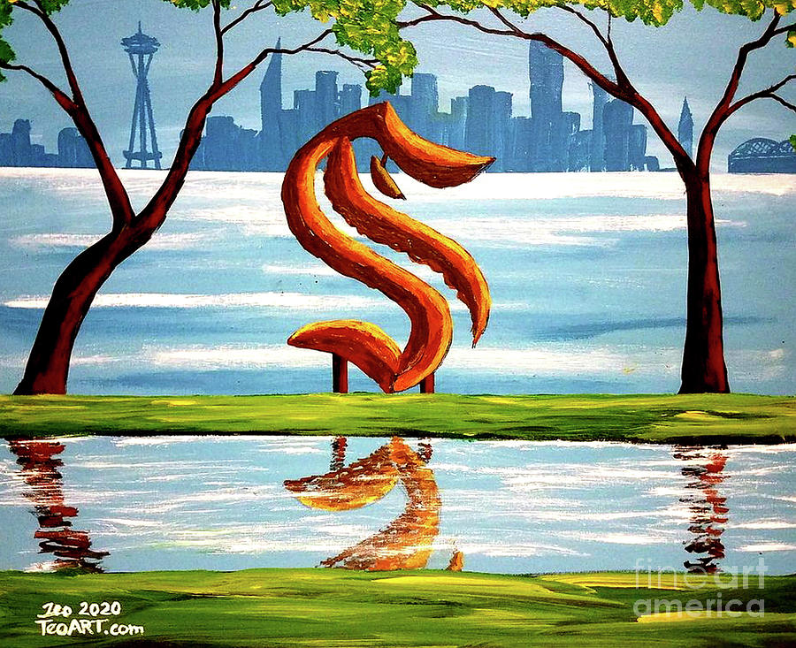Seattle Kraken Hockey Octopus Anchor Scuba Painting by Teo Alfonso