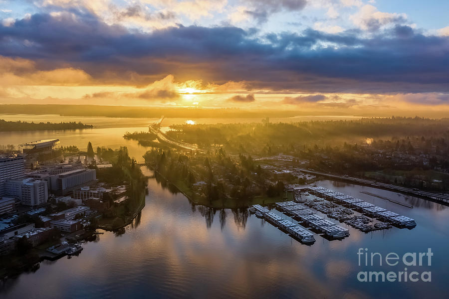 Seattle Montlake Cut Sunrise Photograph by Mike Reid